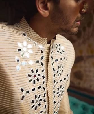 Off -white & gold juna mahal gold kurta set 2