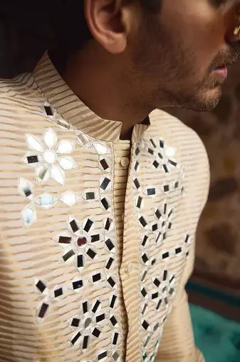 Off -white & gold juna mahal gold kurta set