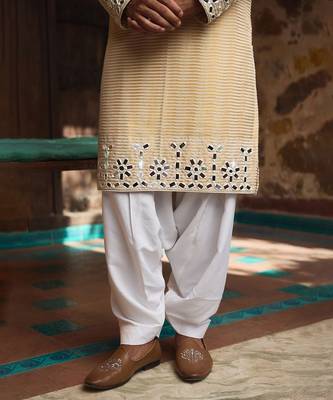 Off -white & gold juna mahal gold kurta set 3