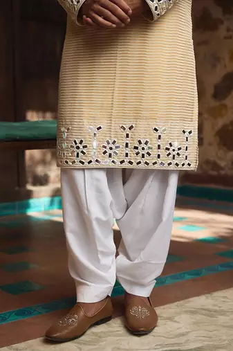 Off -white & gold juna mahal gold kurta set