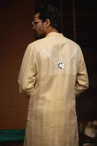 Off -white & gold juna mahal gold kurta set