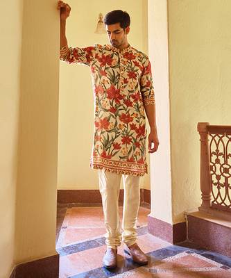 Cream akbari kurta set 3