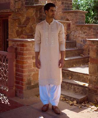 Beige nagarjuna kurta set 1