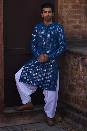 Electric blue umaid kurta set