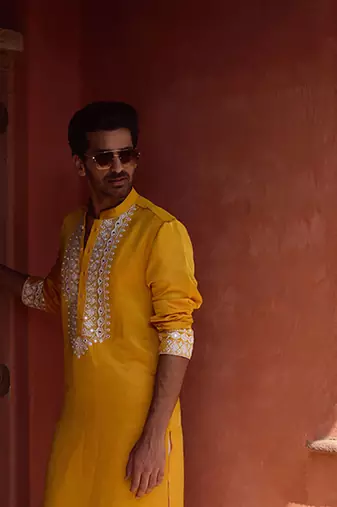 Mustard mehrangarh kurta set