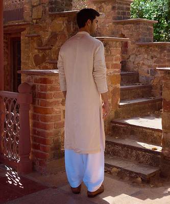 Beige nagarjuna kurta set 3