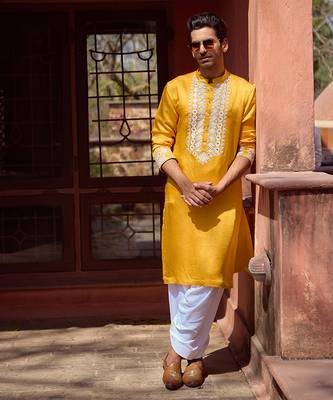 Mustard mehrangarh kurta set 3