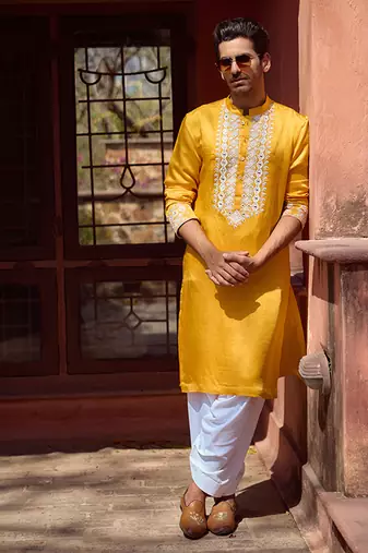 Mustard mehrangarh kurta set