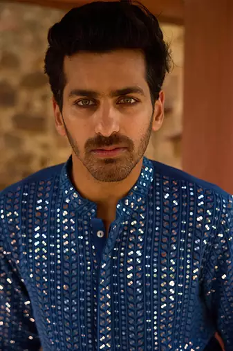 Electric blue umaid kurta set