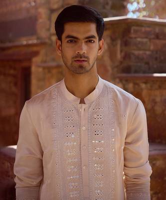 Beige nagarjuna kurta set 4