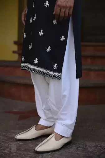 Navy blue dhanbai kurta set