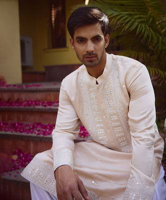Beige nagarjuna kurta set 5