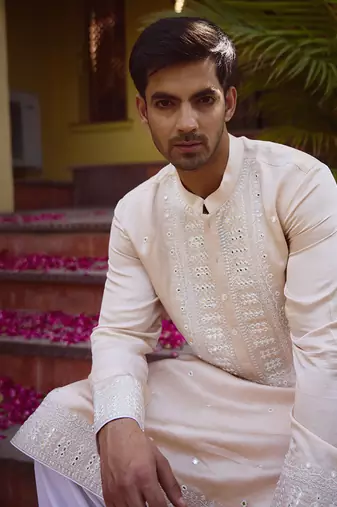 Beige nagarjuna kurta set