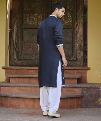Navy blue dhanbai kurta set 3