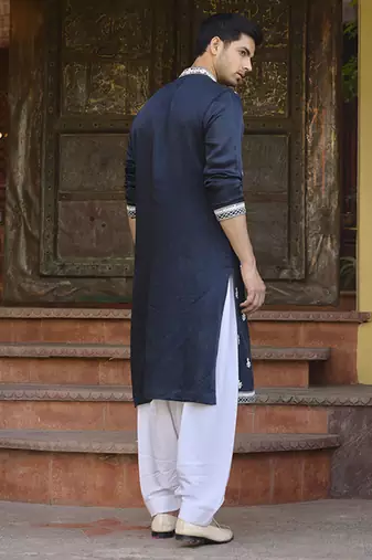 Navy blue dhanbai kurta set