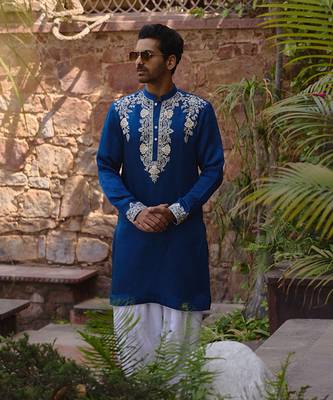 Electric blue kapurthala kurta set 1