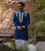 Electric blue kapurthala kurta set