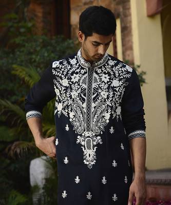 Navy blue dhanbai kurta set 4