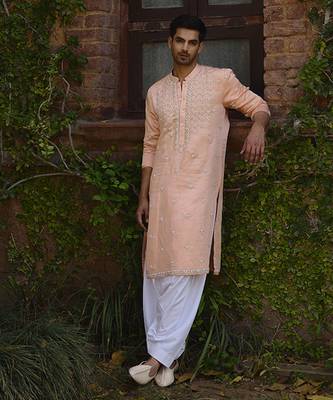 Peach rambagh kurta set 1