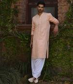 Peach rambagh kurta set