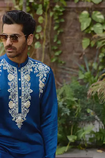 Electric blue kapurthala kurta set
