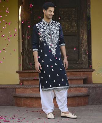 Navy blue dhanbai kurta set 5