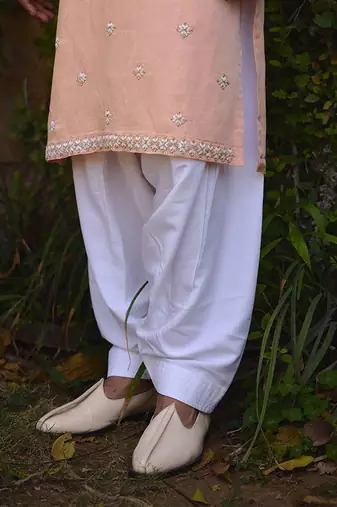 Peach rambagh kurta set