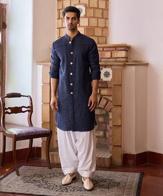 Navy blue fateh kurta set 1