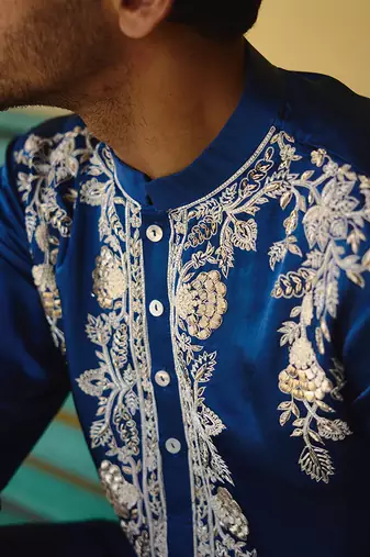 Electric blue kapurthala kurta set