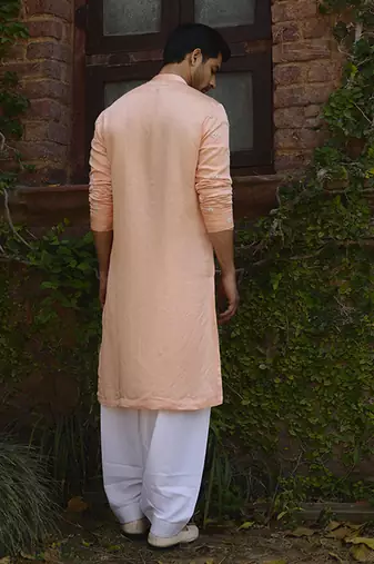 Peach rambagh kurta set