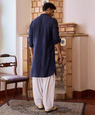 Navy blue fateh kurta set 2