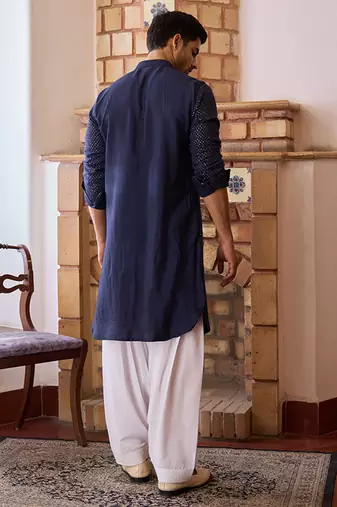 Navy blue fateh kurta set