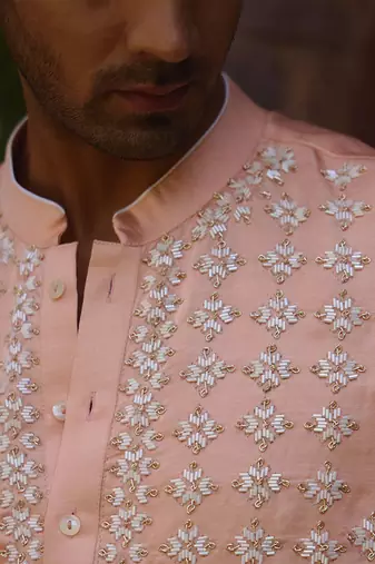 Peach rambagh kurta set