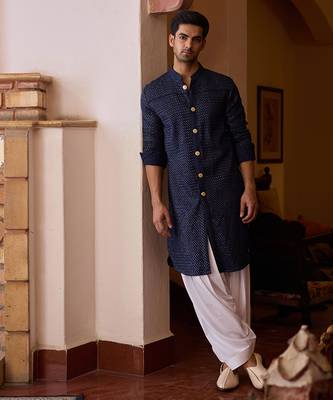Navy blue fateh kurta set 3