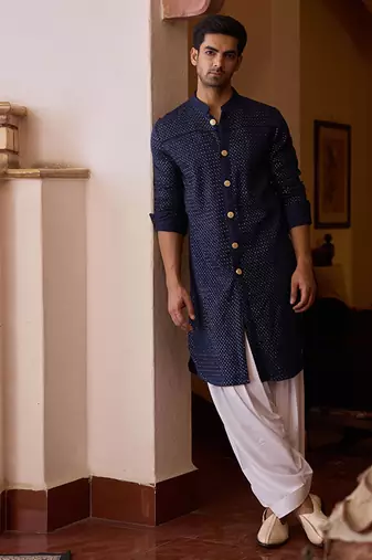 Navy blue fateh kurta set