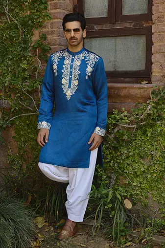 Electric blue kapurthala kurta set