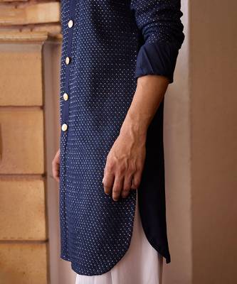 Navy blue fateh kurta set 4