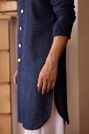 Navy blue fateh kurta set