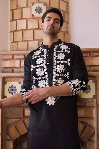 Black juna mahal kurta set