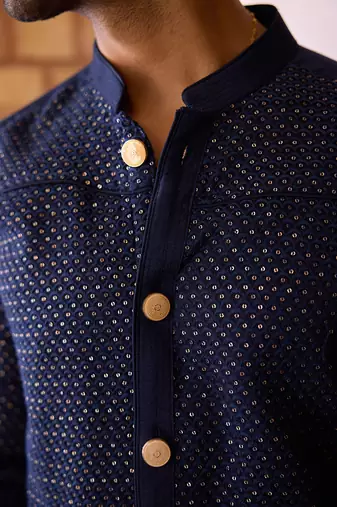 Navy blue fateh kurta set