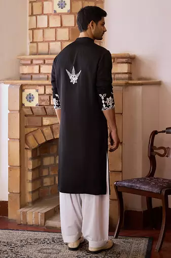 Black juna mahal kurta set