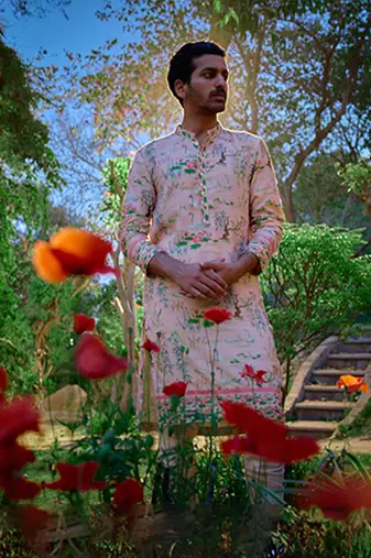 Powder pink amer kurta set