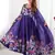 Royal purple floral organza anarkali set for women
