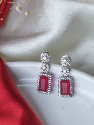 Statement ruby & cz stone studs 1