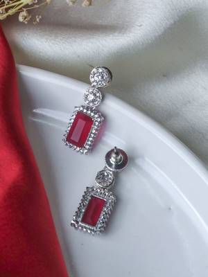 Statement ruby & cz stone studs 2