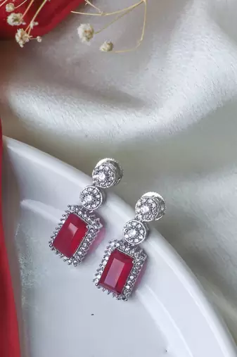 Statement ruby & cz stone studs
