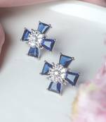 Elegant royal blue sliver plated studs