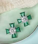 Elegant bottle green sliver plated studs