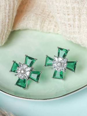 Elegant bottle green sliver plated studs 3