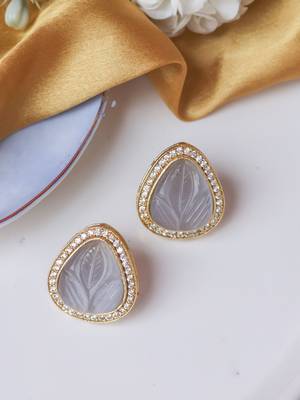 Classic grey craving & cz stone studs 1